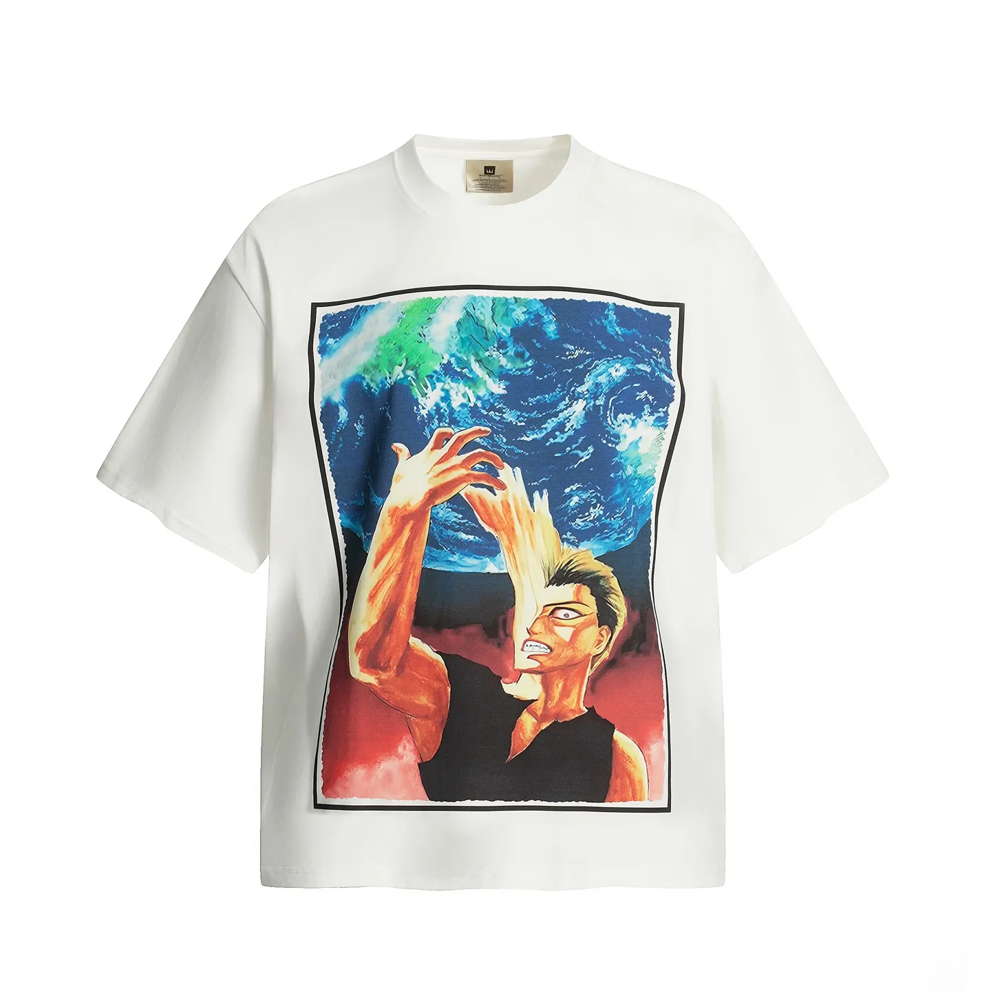 VT9239 P130💰 Saint Michael joint BAPE tribute to Michael Jackson digital direct printing printing retro short-sleeved T-shirt small neck design digital direct printing high street retro heavyweight Vintage short sleeves Size: S M L XL